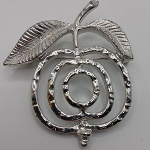 Silver Leaf and Spiral Brooch